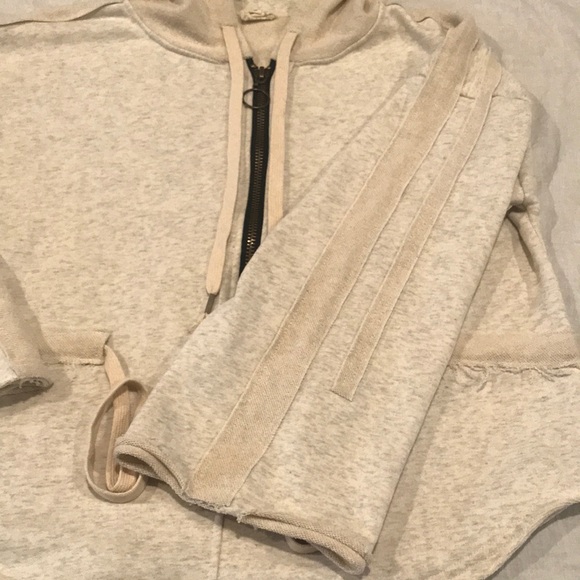 Unique 3/4 Zip Up Hoodie Jacket Drawstring Waist Wide Sleeves S - Picture 8 of 16